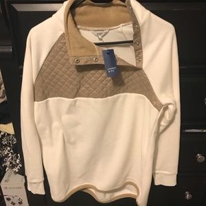 White/Tan Half Button Fleece